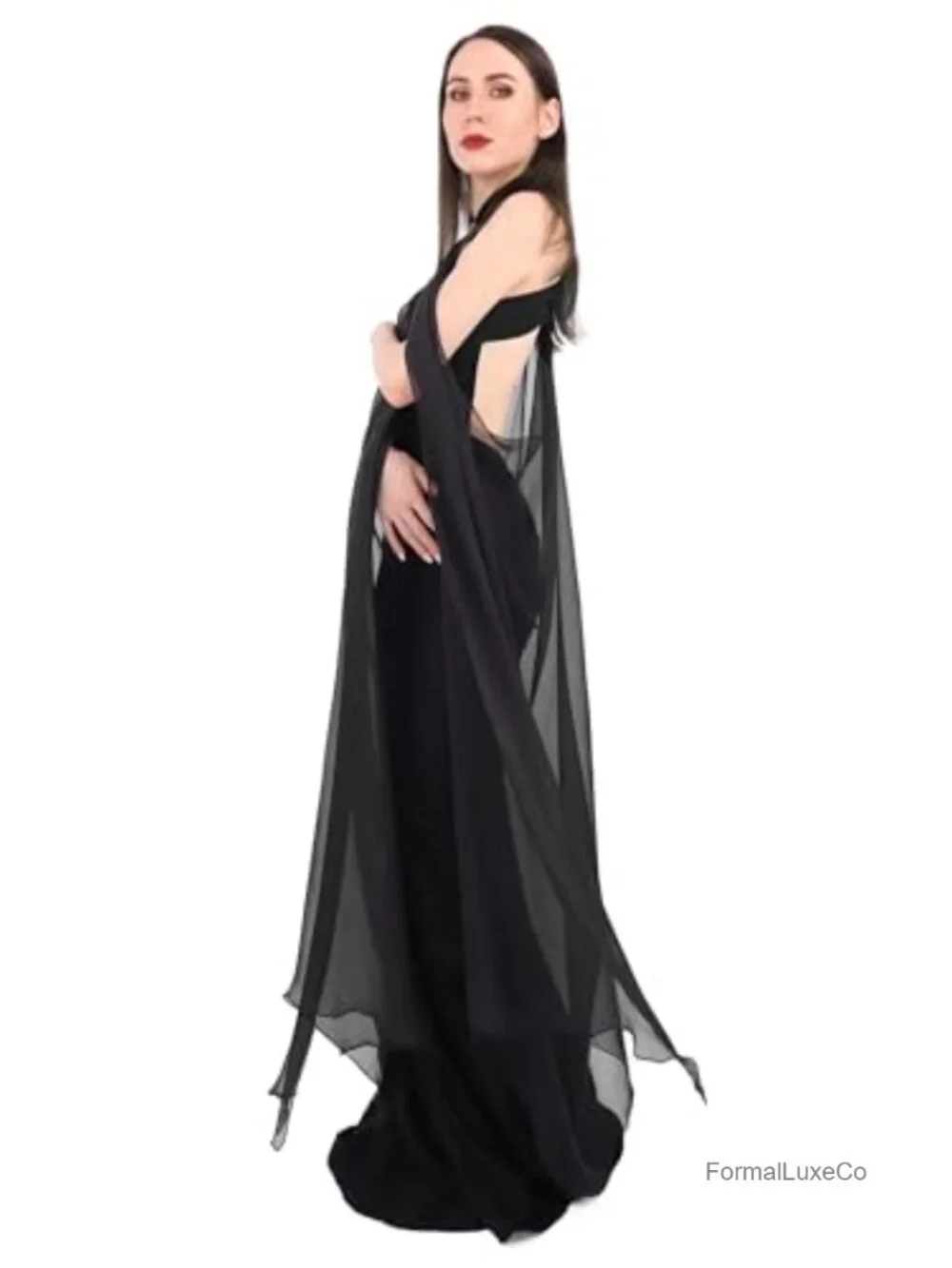 Women's Chiffon Sheer Cape Fairy Tulle Cloak Wedding Bridal Costume Shawl